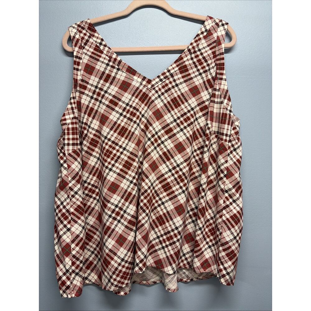 Torrid - Size 1 - Challio Stitch Detail Tank Ocean Sunset Plaid